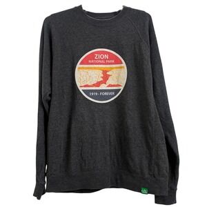 Wild Tribute Zion National Park Sweatshirt Large Charcoal Gray Raglan Pullover